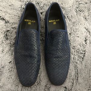 Mezlan Boheme Suede Venetian Loafers in Navy